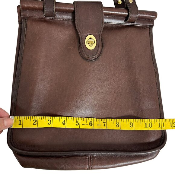 Vintage Coach WESTON Shoulder Bag Turn Lock Wood Dowls Brown Leather 9021 MEXICO - Picture 11 of 13